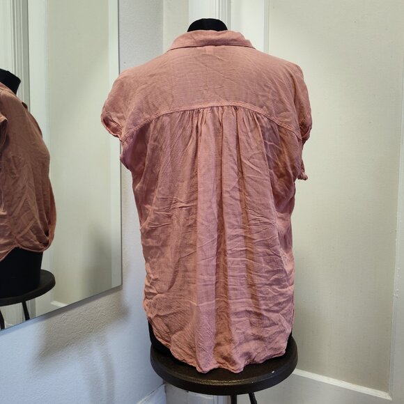 Pink Button-up Draped Top - Picture 3 of 4